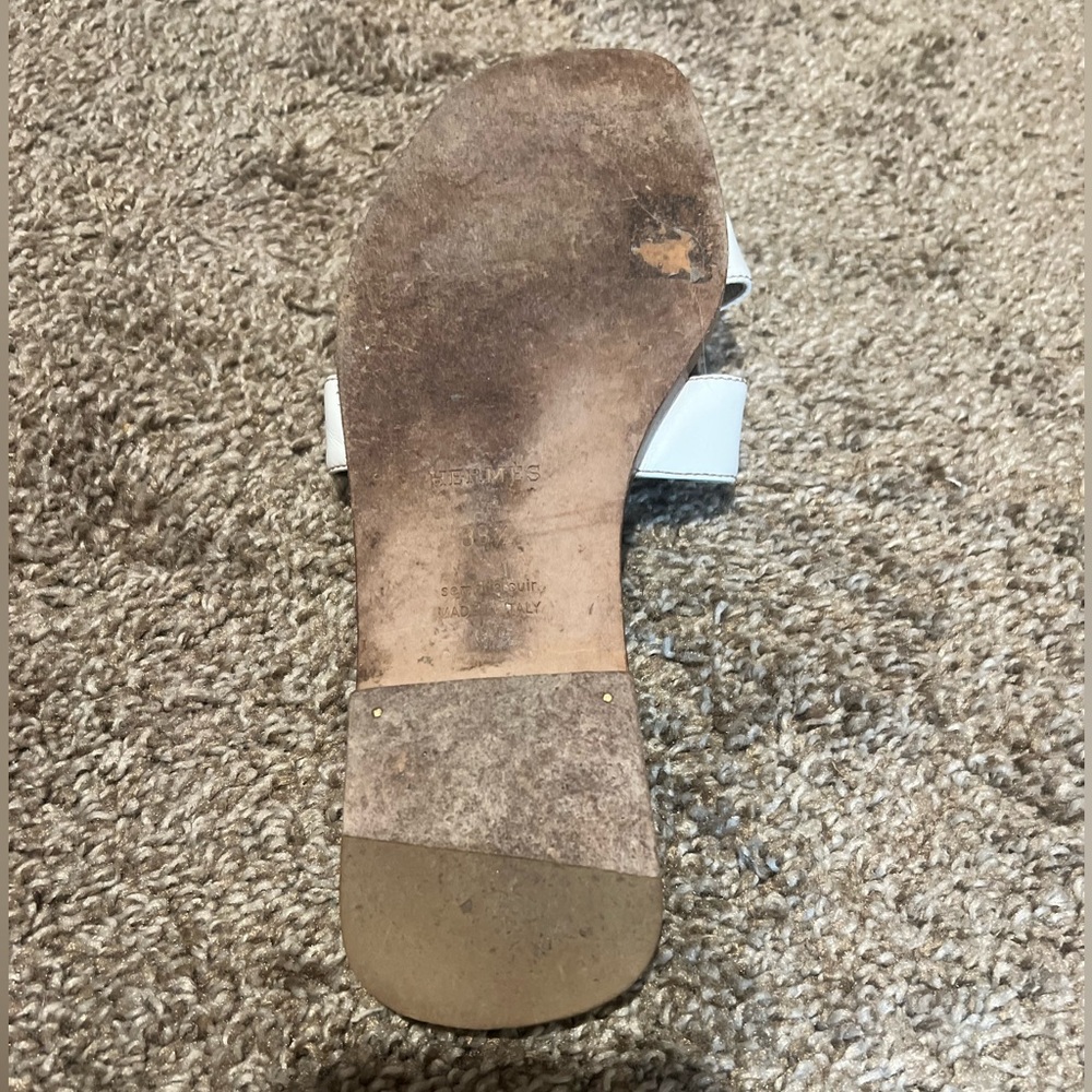 White Slide Sandal Women's Leather Slip-On - Picture 2 of 3